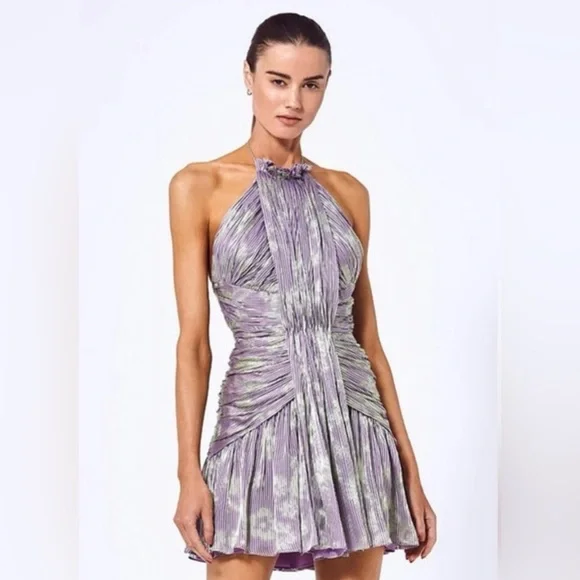 Alexis Leina Purple and Green Halter Mini Dress - Picture 3 of 14